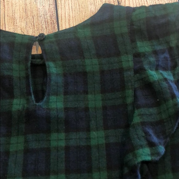 GREEN PLAID RUFFLE LONG SLEEVE TOP - Picture 4 of 4